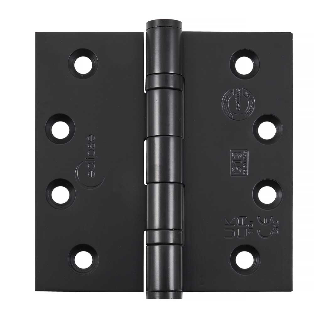 Eclipse 4 inch (102mm x 102mm) Ball Bearing Hinge Grade 13 Square Ends - Matt Black (Sold in Pairs)